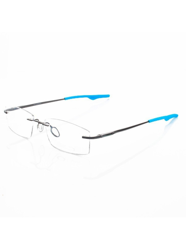 Armação de Óculos Retangular Flutuante Wingback Preto e Azul